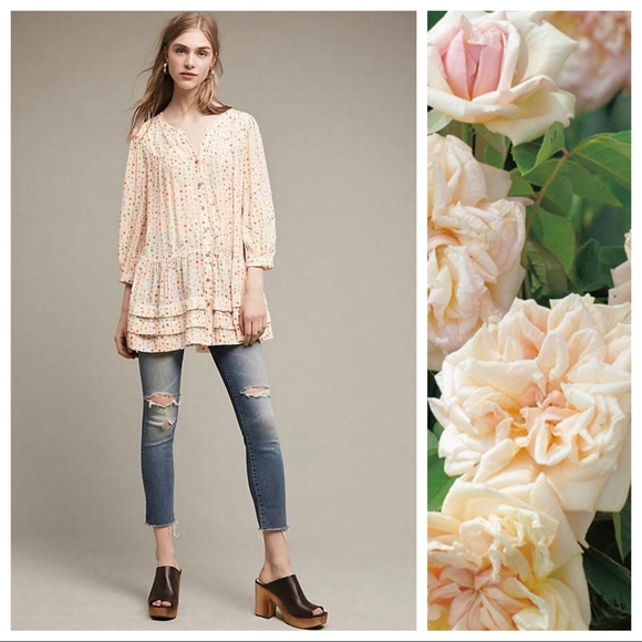 Anthropologie Dresses & Skirts - Anthro Maeve Cream Linen Paccia Shapes Top Size XS